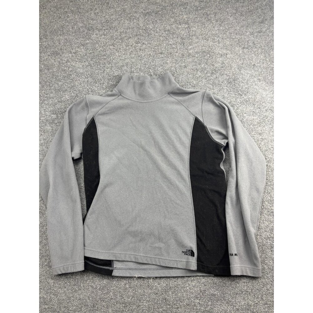 North Face Pullover Womens XL Gray Black TKA Micro Fleece Jacket Outdoor Hiking